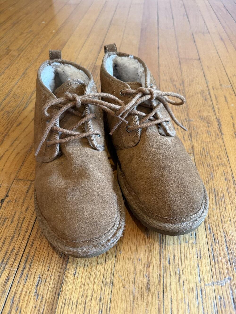 UGG Boots Mens Size 10 Brown Suede Chukka Shearling Lined Ankle Lace Up